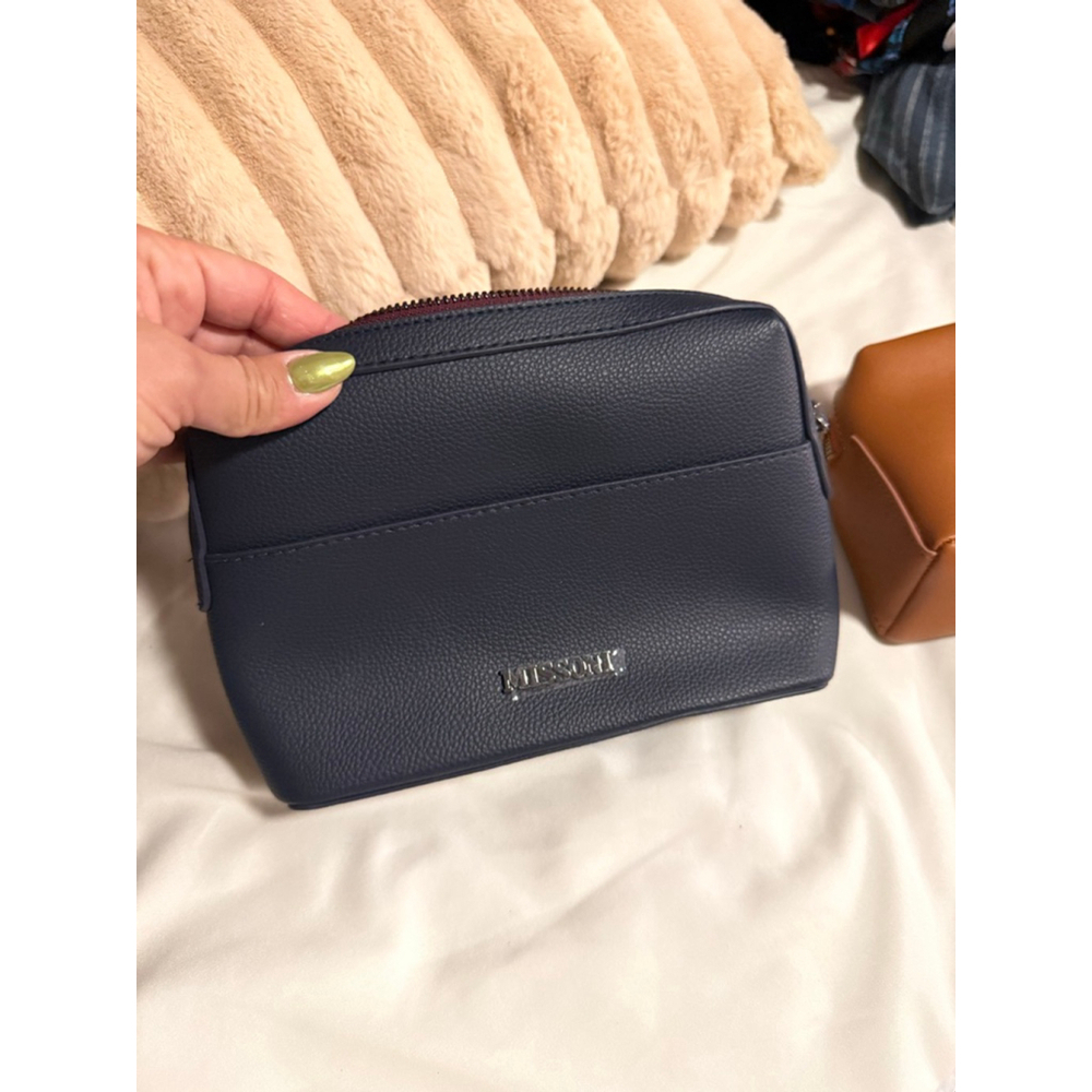 NWOT Missoni Pouch/Wristlet Interior Multicolored Chevron Pattern,Navy Blue - Picture 2 of 6